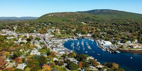 Aerial view of the the Port of Camden, Maine