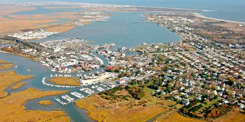 Aerial view of the the Port of Cape May, New Jersey