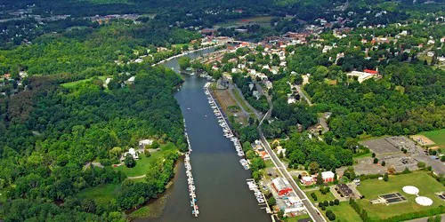 Aerial view of the the Port of Catskill, New York