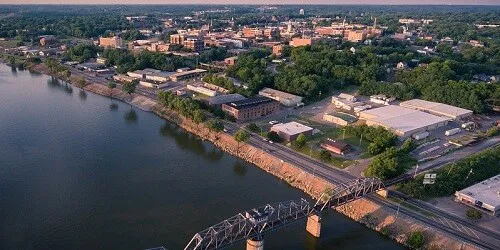 Aerial view of the the Port of Clarksville, Tennessee