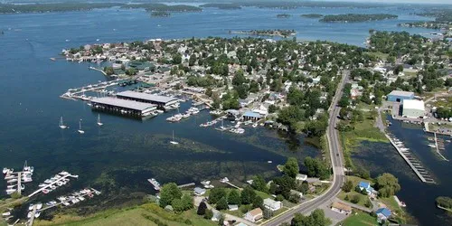 Aerial view of the the Port of Clayton, New York