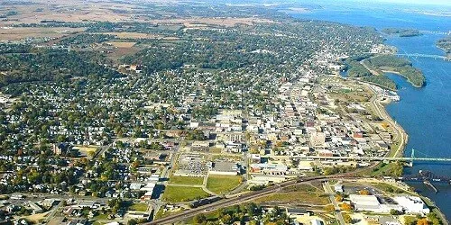 Aerial view of the the Port of Clinton, Iowa