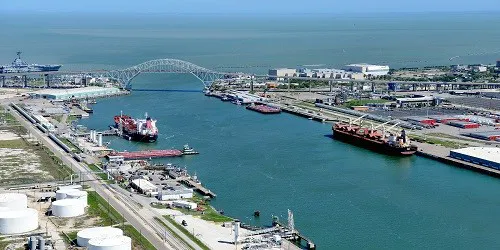 Aerial view of the the Port of Corpus Christi, Texas