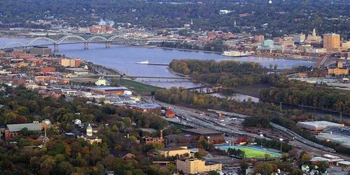 Aerial view of the the Port of Davenport, Iowa