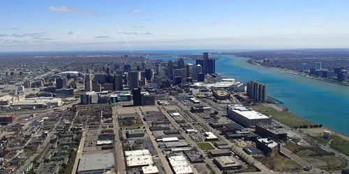 Aerial view of the the Port of Detroit, Michigan