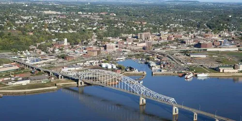 Aerial view of the the Port of Dubuque, Iowa