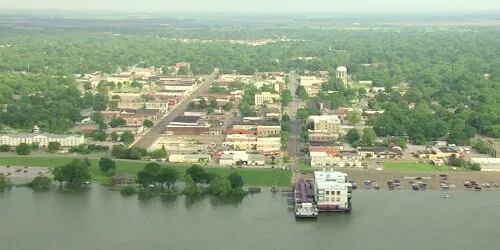Aerial view of the the Port of Greenville, Mississippi