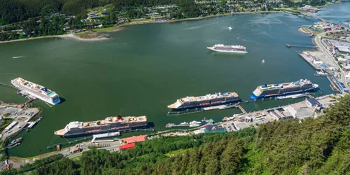 Aerial view of the the Port of Juneau, Alaska