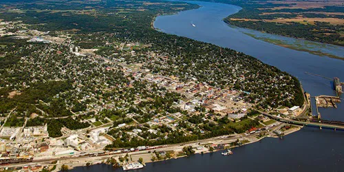Aerial view of the the Port of Keokuk, Iowa