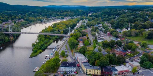Aerial view of the the Port of Kingston, New York