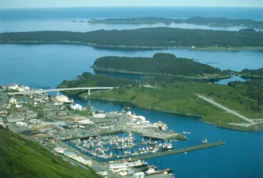 Aerial view of the Port of Kodiak, Alaska
