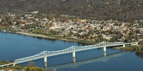 Aerial view of the the Port of Madison, Indiana
