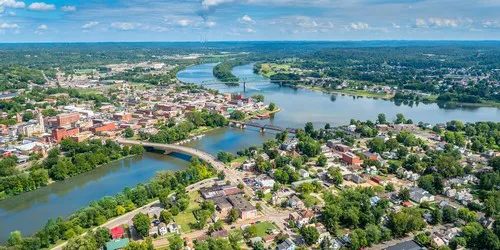 Aerial view of the the Port of Marietta, Ohio