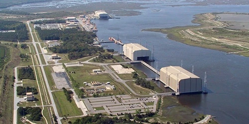 Aerial view of the the Port of Naval Base Kings Bay, Georgia