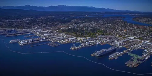 Aerial view of the the Port of Naval Base Kitsap, Washington