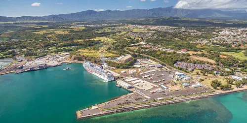 Aerial view of the Port of Nawiliwili, Kauai, Hawaii
