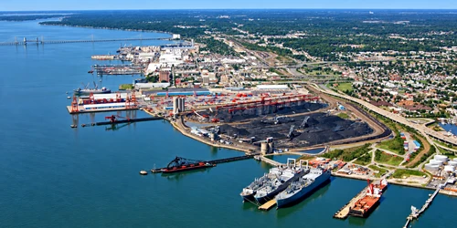 Aerial view of the the Port of Newport News, Virginia