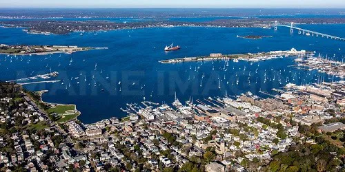 Aerial view of the Port of Newport, Rhode Island