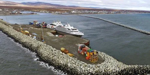 Aerial view of the Port of Nome, Alaska