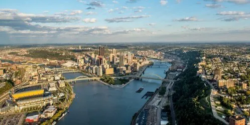 Aerial view of the the Port of Pittsburgh, Pennsylvania
