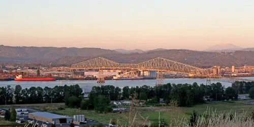 Aerial view of the the Port of Rainier, Oregon