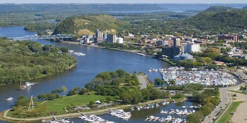 Aerial view of the the Port of Red Wing, Minnesota