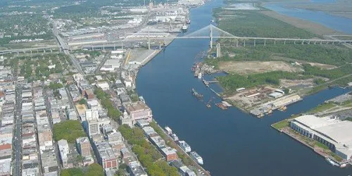 Aerial view of the Port of Savannah, Georgia