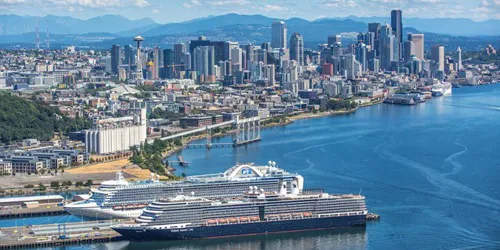 Aerial view of the the Port of Seattle, Washington