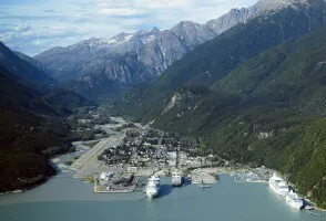 Aerial view of the the Port of Skagway, Alaska