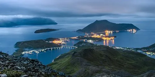 Aerial view of the the Port of Unalaska, Alaska