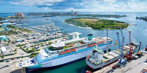 Aerial view of the the Port of Palm Beach / West Palm Beach, Florida