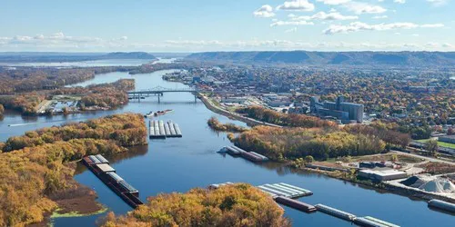 Aerial view of the the Port of Winona, Minnesota
