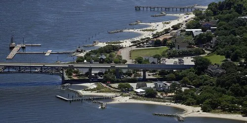 Aerial view of the the Port of Yorktown, Virginia