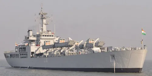 Live real-time tracking of military amphibious assault ship INS Shardul from the Indian Navy