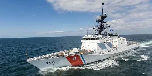 Live real-time tracking of military security cutter CGC James from the United States Coast Guard