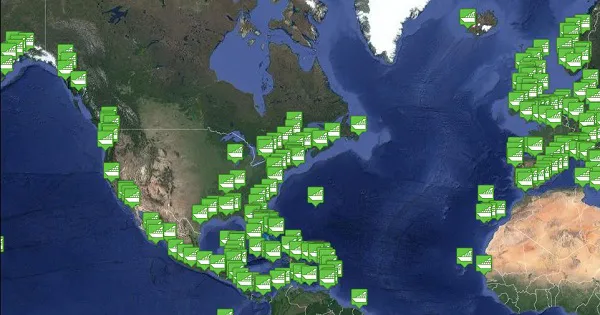 Map of cruise ports worldwide.