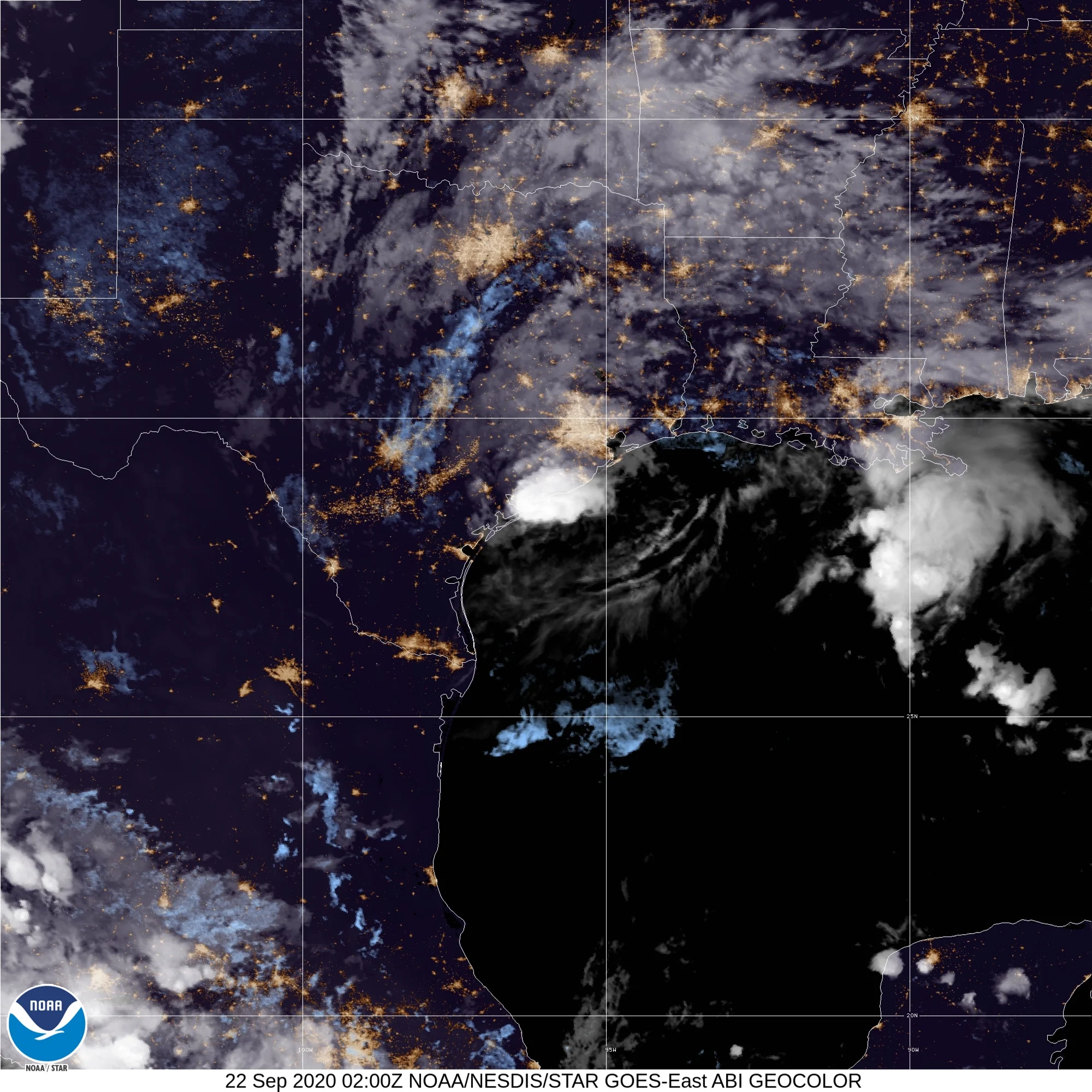 Tropical Storm Beta (2020) Landfall Satellite Image