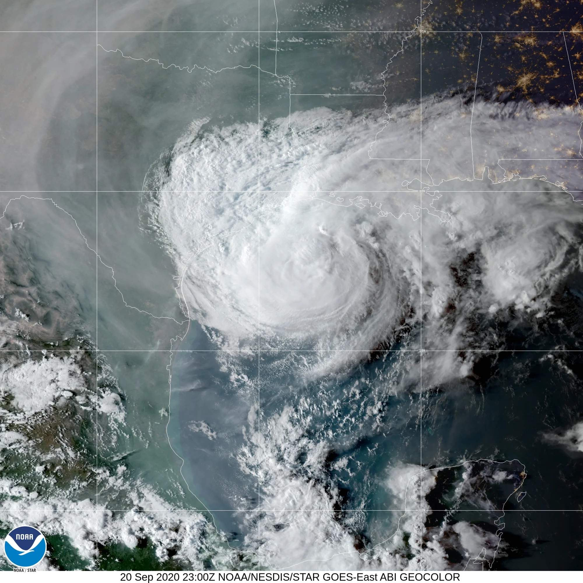Tropical Storm Beta (2020) Peak Intensity Satellite Image