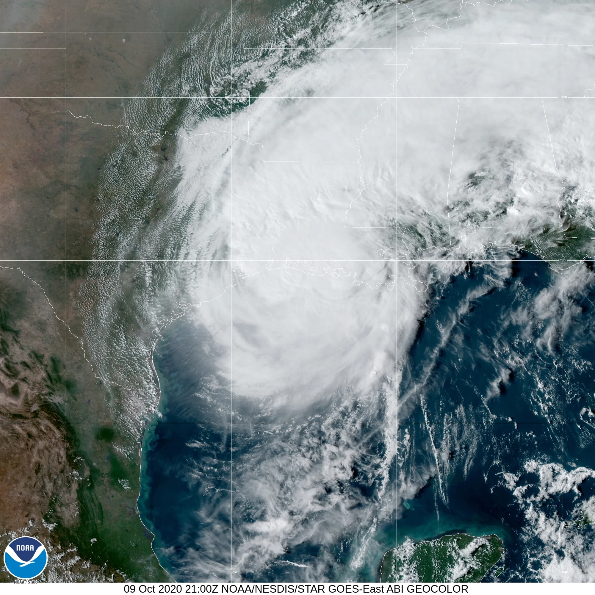 Category 4 Hurricane Delta (2020) Landfall Satellite Image