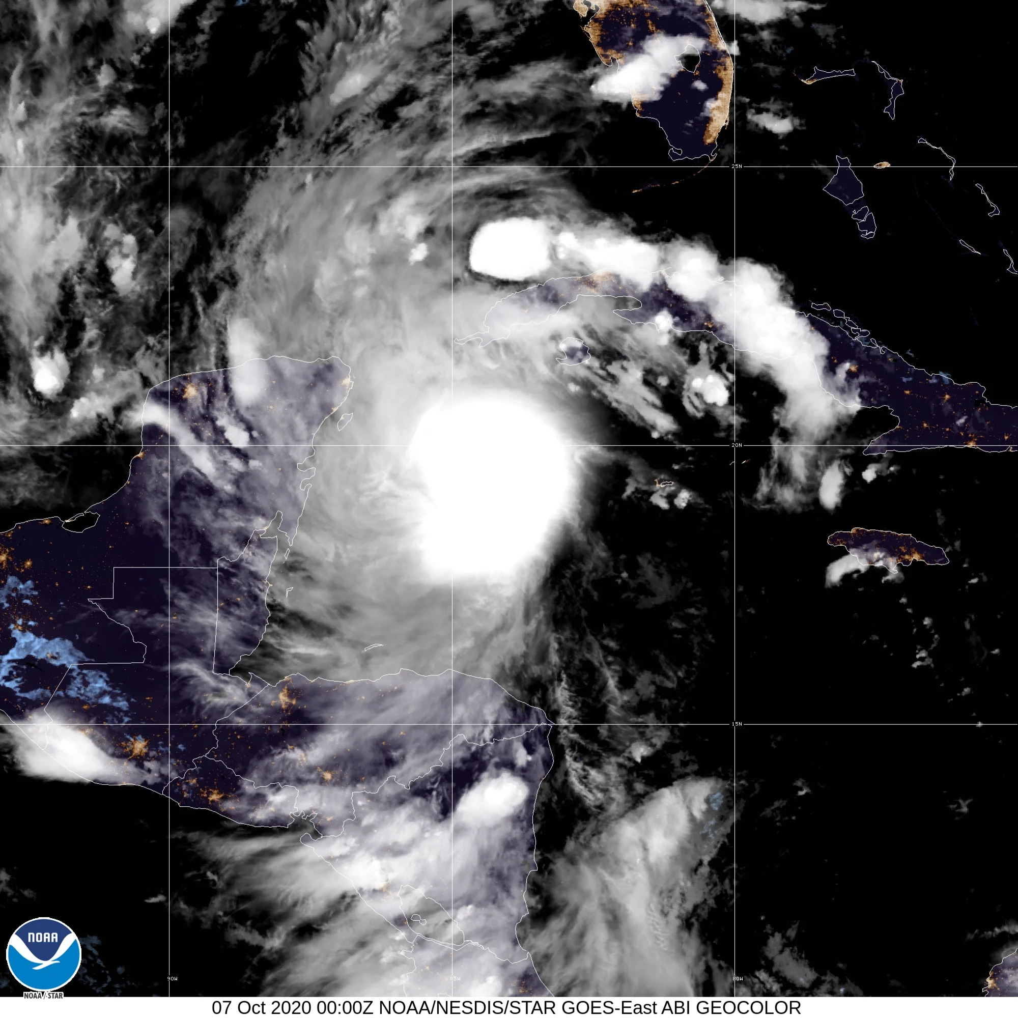 Category 4 Hurricane Delta (2020) Peak Intensity Satellite Image