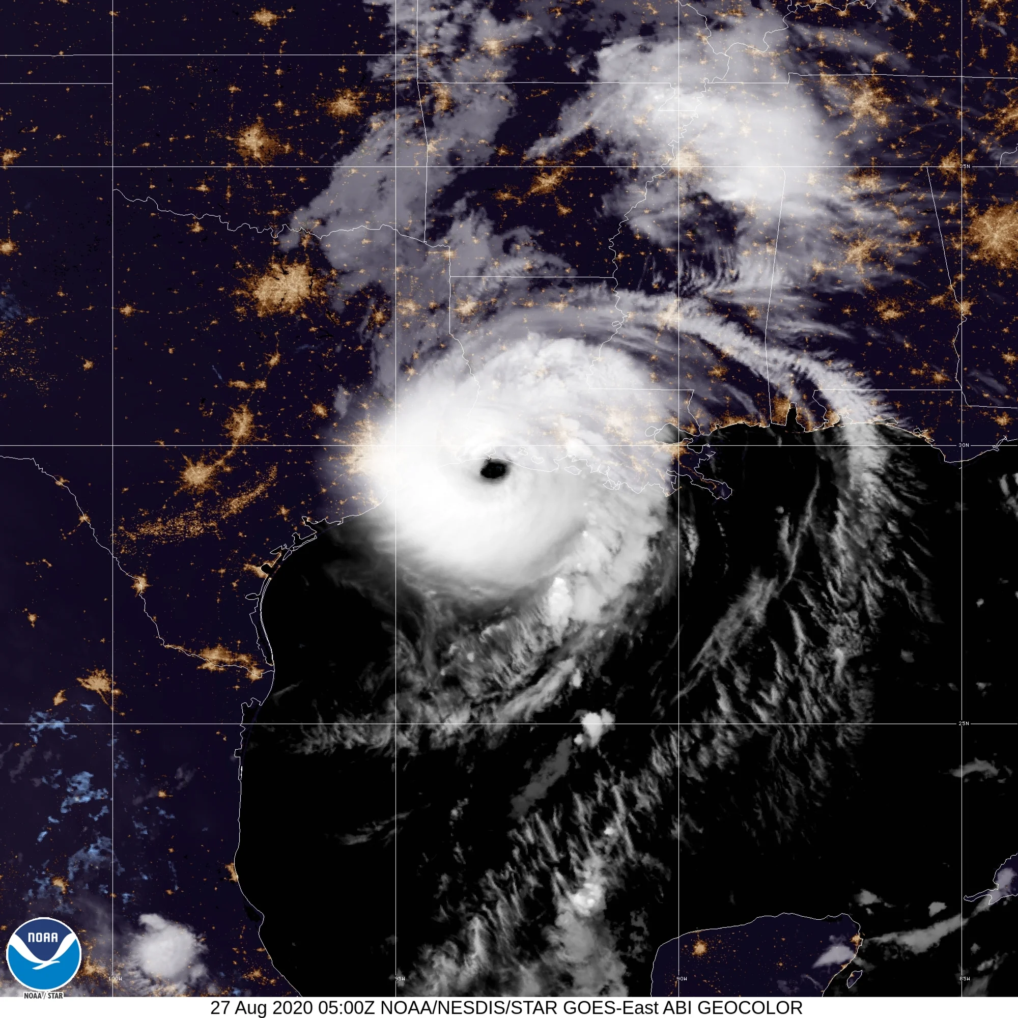 Category 4 Hurricane Laura (2020) Peak Intensity Satellite Image