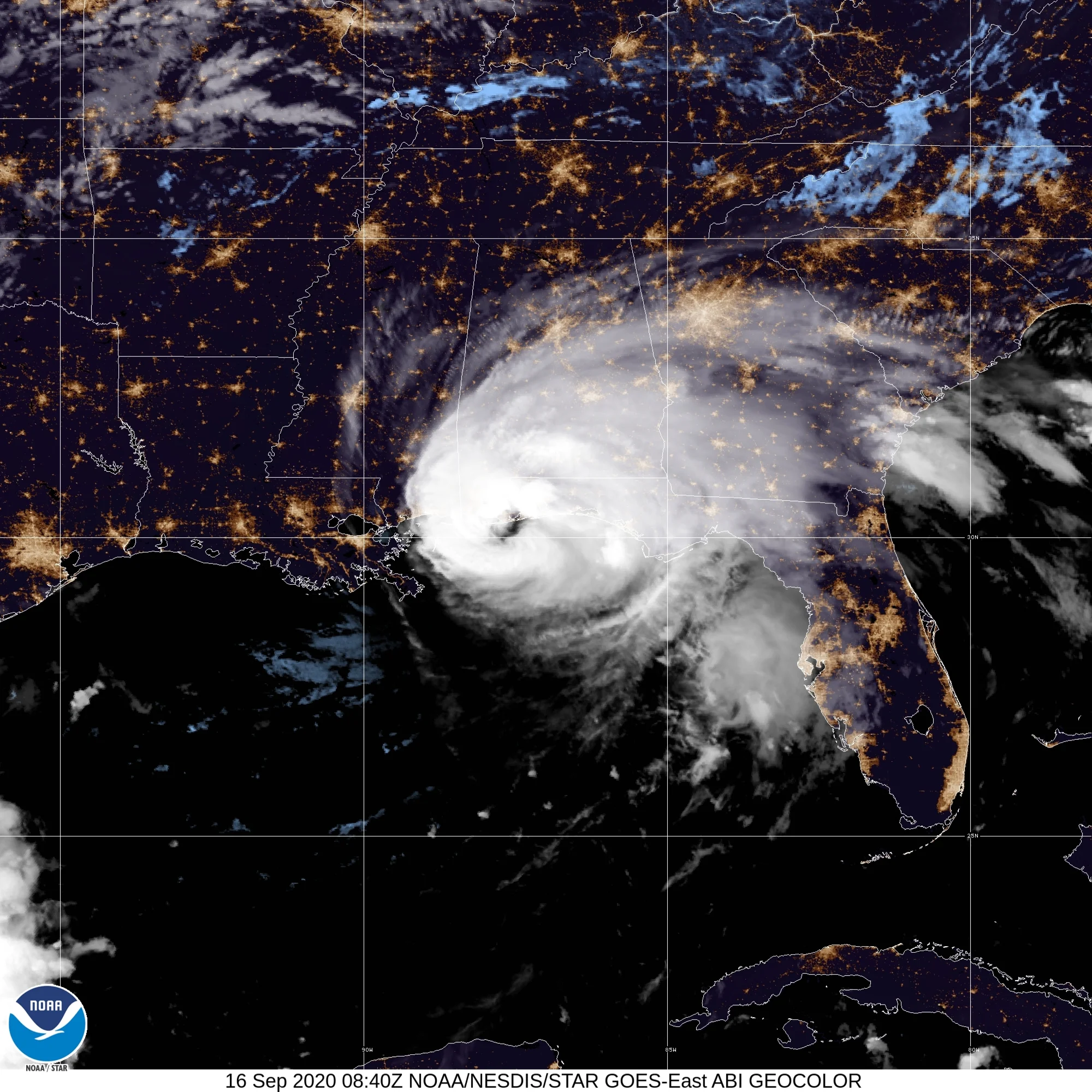 Category 2 Hurricane Sally (2020) Landfall Satellite Image
