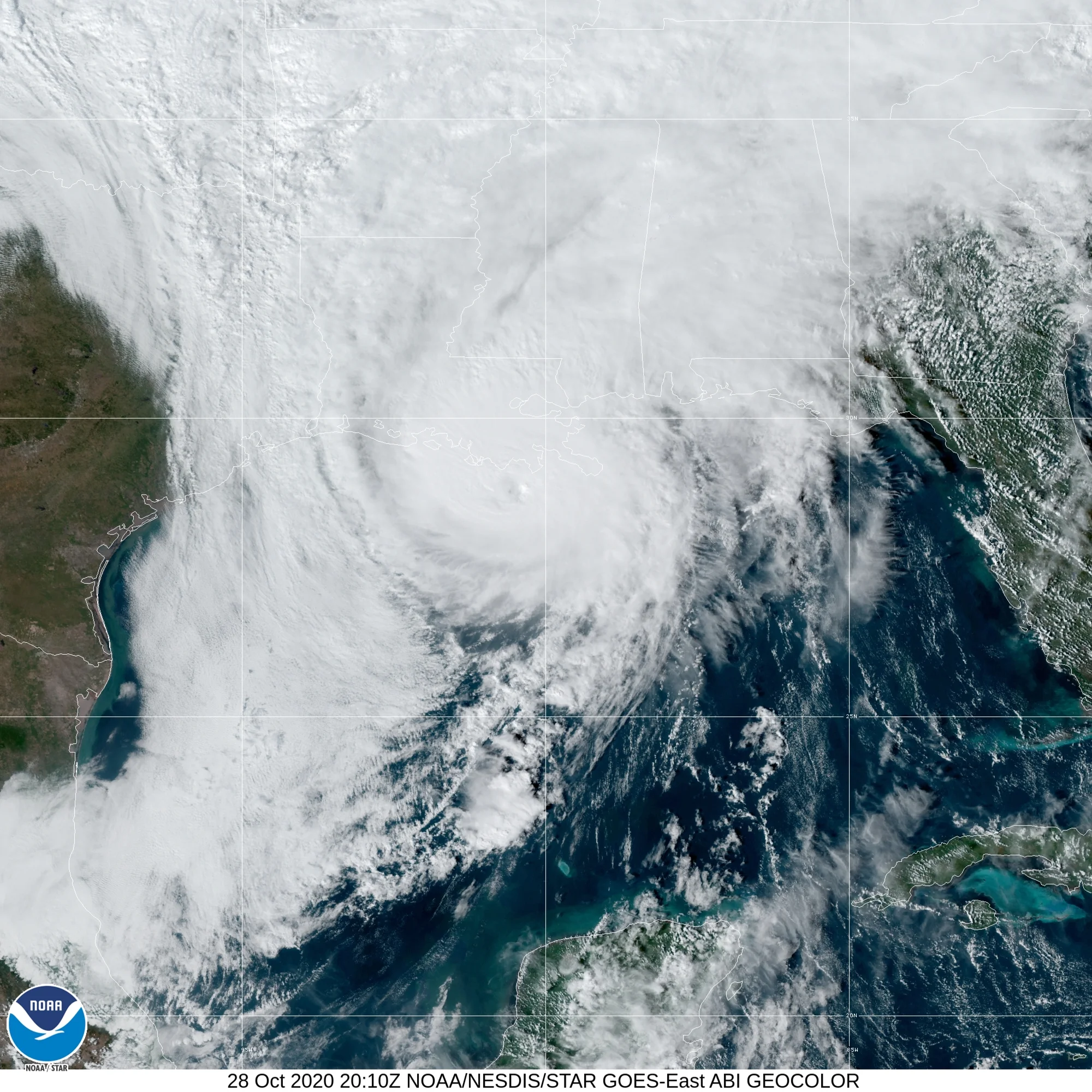 Category 2 Hurricane Zeta (2020) Peak Intensity Satellite Image