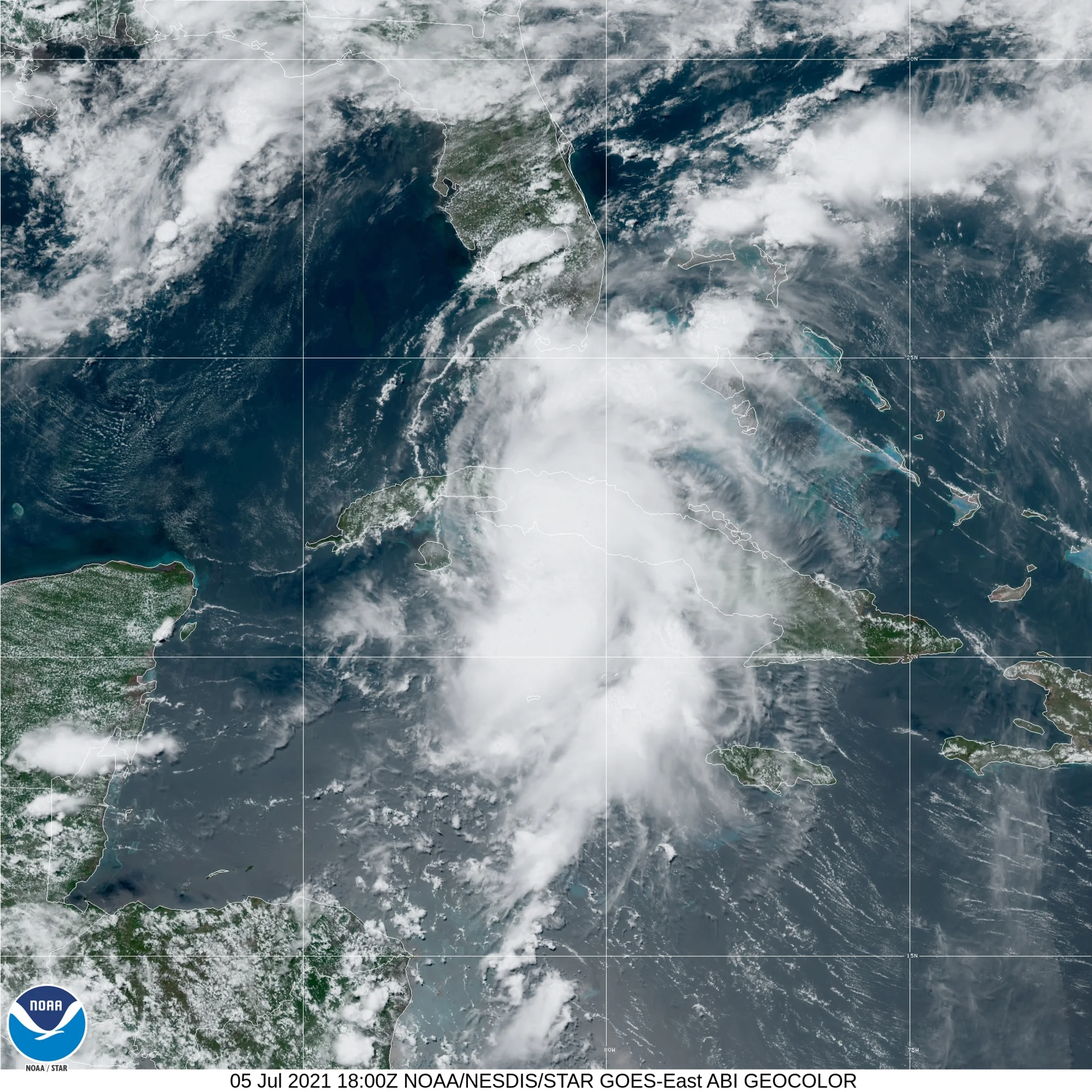 Category 1 Hurricane Elsa (2021) Landfall Satellite Image