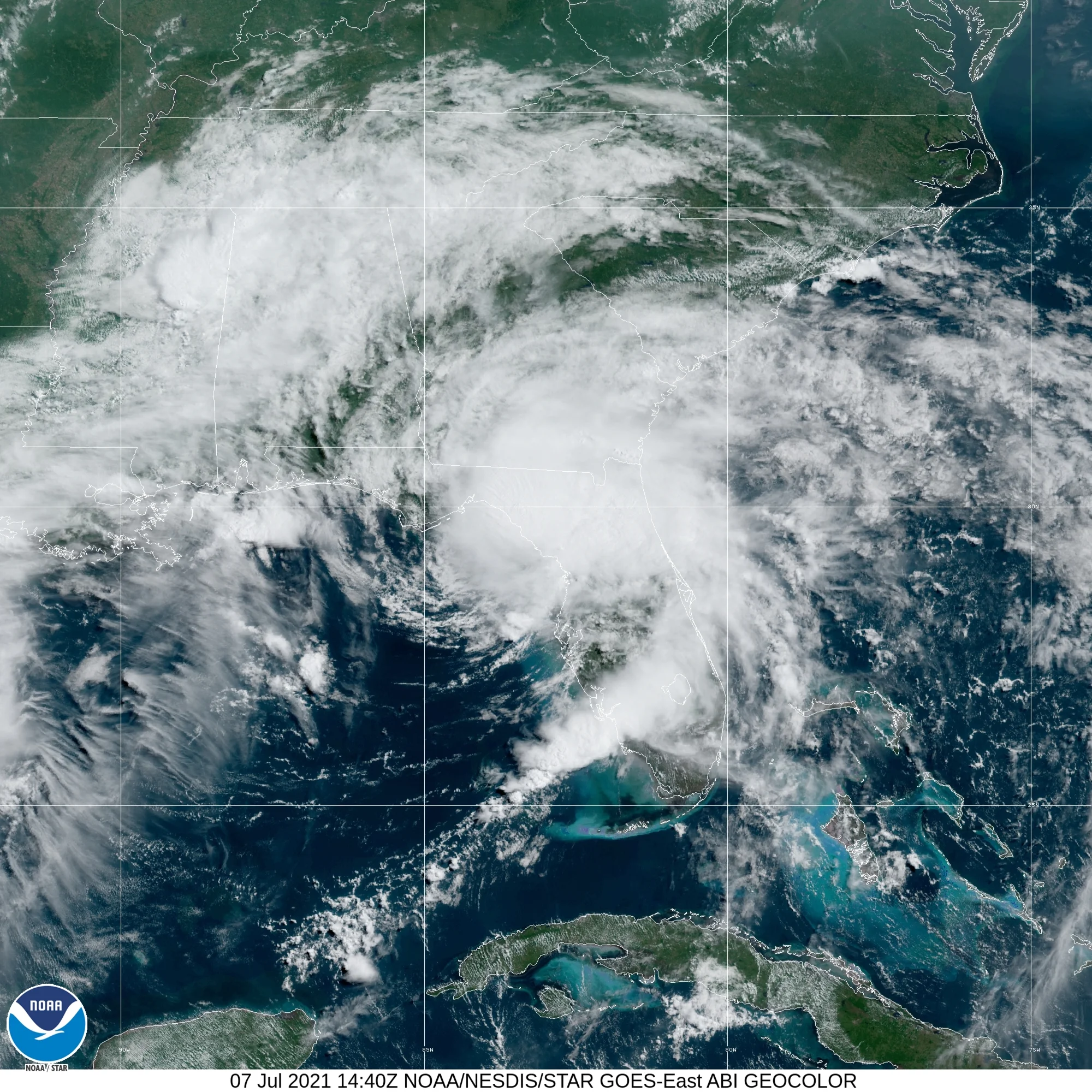 Category 1 Hurricane Elsa (2021) Landfall Satellite Image