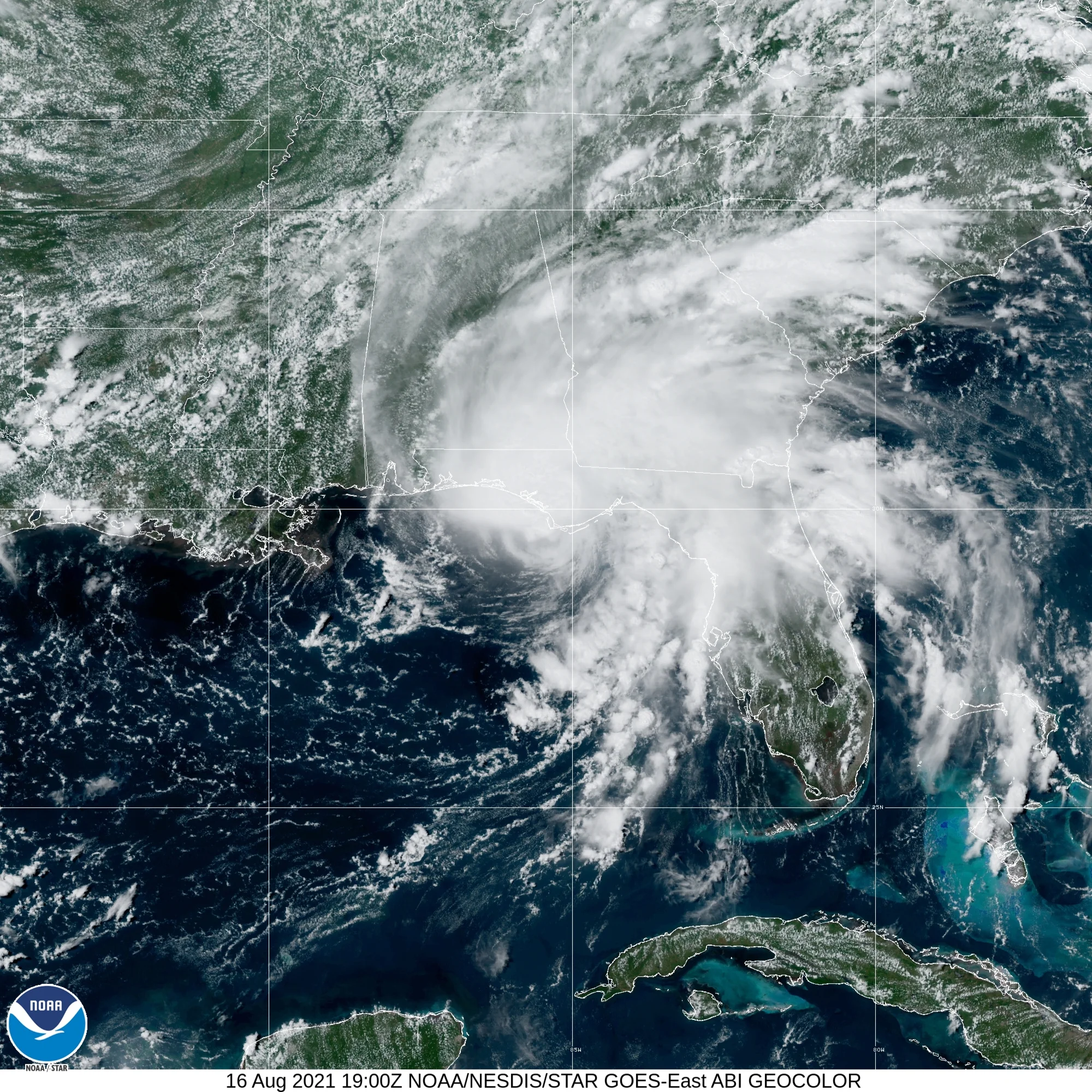 Tropical Storm Fred (2021) Landfall Satellite Image