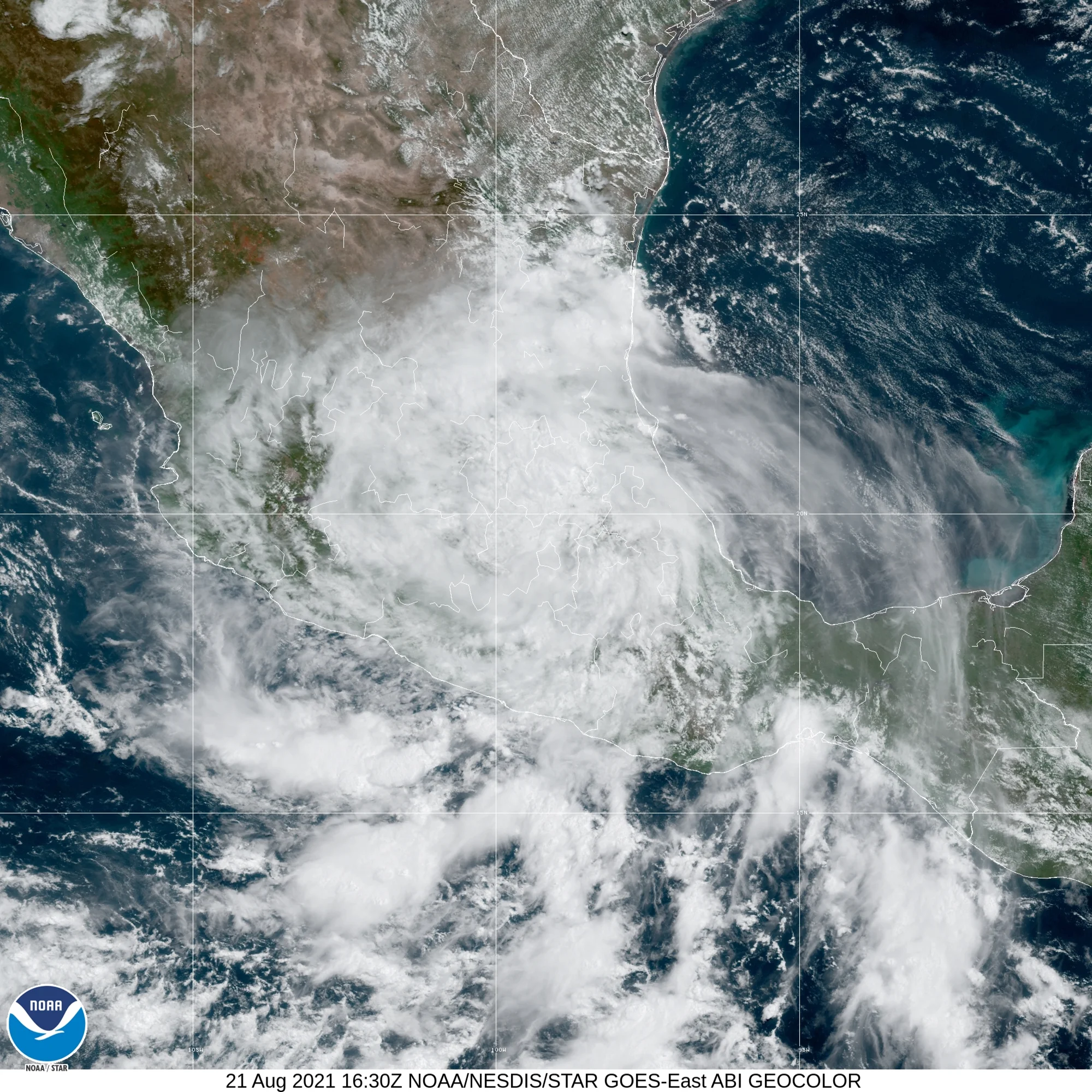 Category 3 Hurricane Grace (2021) Landfall Satellite Image