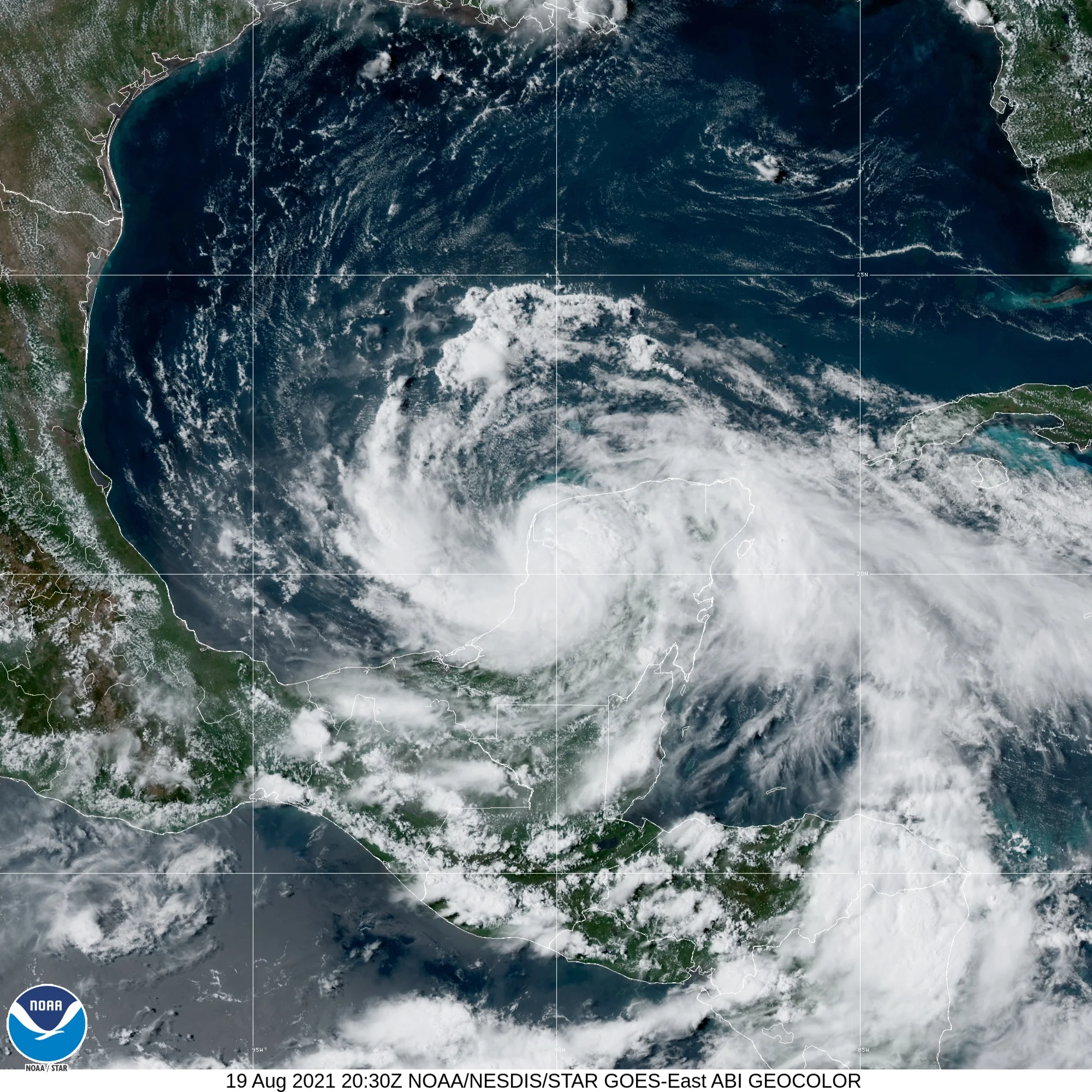Category 3 Hurricane Grace (2021) Landfall Satellite Image