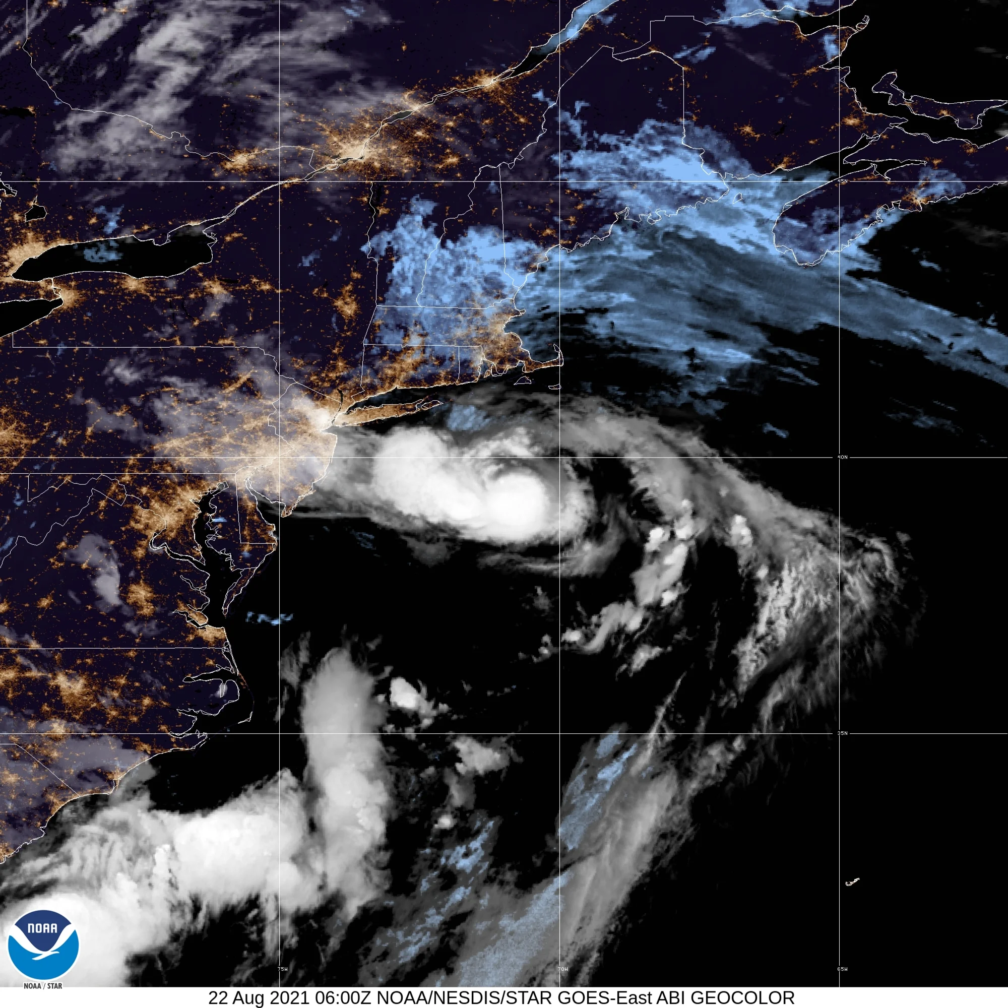 Category 1 Hurricane Henri (2021) Peak Intensity Satellite Image