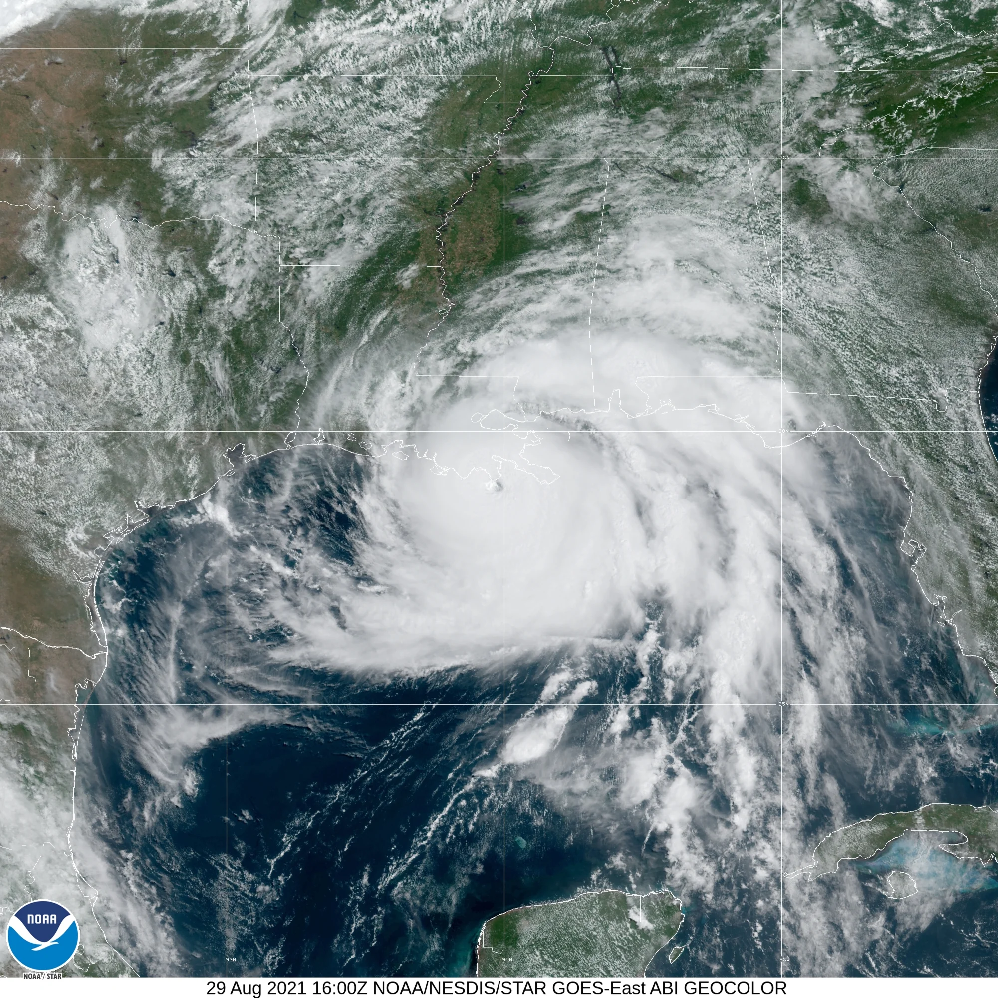 Category 4 Hurricane Ida (2021) Peak Intensity Satellite Image